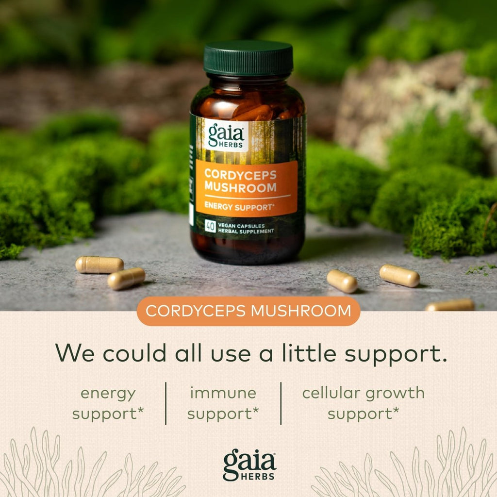 Gaia Herbs - Cordyceps Mushroom Energy Support 450 mg. - 40 Capsules