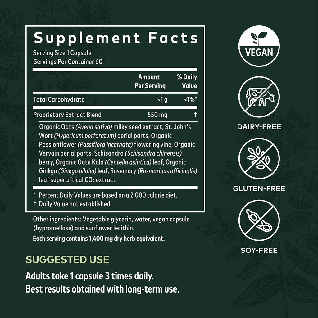 Gaia Herbs Emotional Balance - Stress Support Supplement to Help The Body Cope with Stress - with St. John?s Wort, Passionflower, Vervain, and Oats - 60 Vegan Liquid Phyto-Capsules (20-Day Supply)