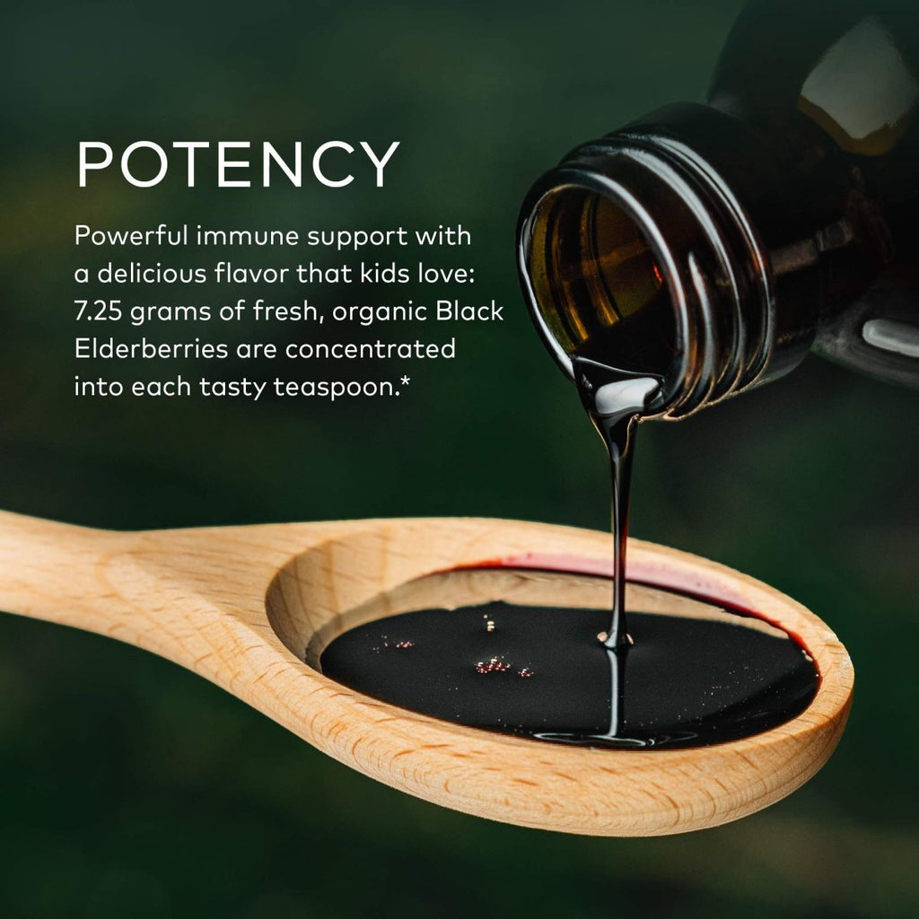 Gaia Herbs GaiaKids Black Elderberry Syrup - Delicious Immune Support Supplement for Kids - with Organic Black Elderberries and Honey - USDA Certified Organic Black Elderberry Syrup - 3 Fluid Ounces