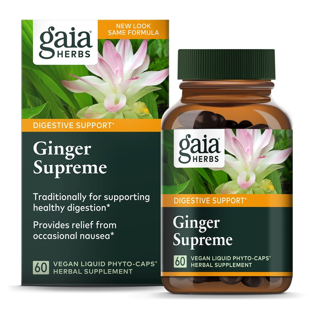 Gaia Herbs Ginger Supreme - 60 Vegan Liquid Phyto-Capsules (60-Day Supply)