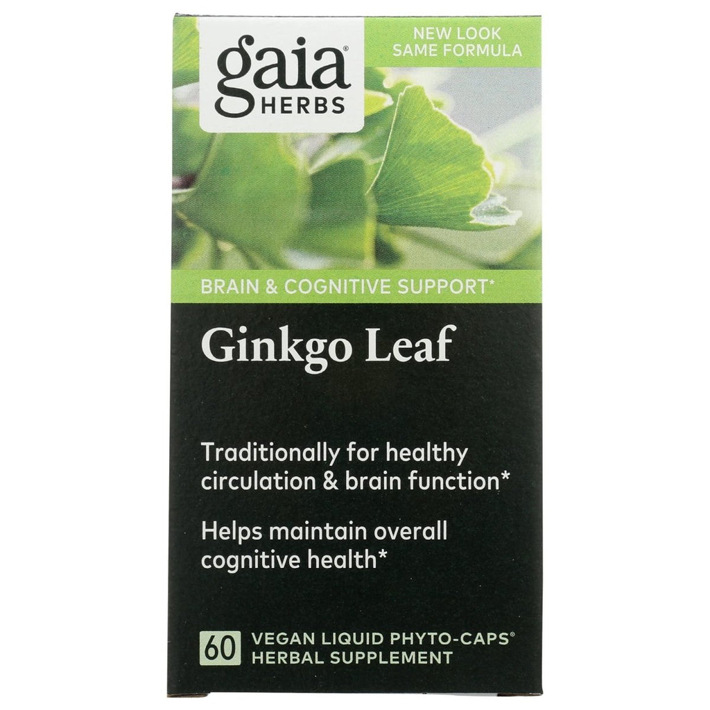 Gaia Herbs Ginkgo Leaf - Traditionally Used to Support Healthy Circulation and Brain Function - Organic, Herbal Supplement - 60 Vegan Liquid Phyto-Capsules (20-Day Supply)