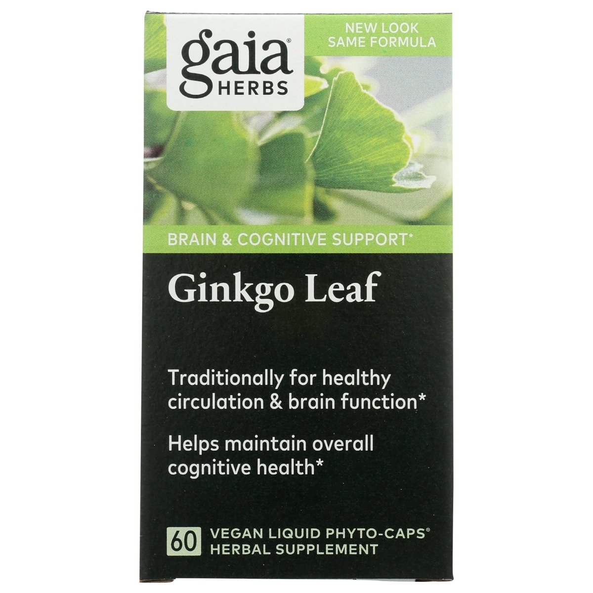 Gaia Herbs Ginkgo Leaf - Traditionally Used to Support Healthy Circulation and Brain Function - Organic, Herbal Supplement - 60 Vegan Liquid Phyto-Capsules (20-Day Supply)