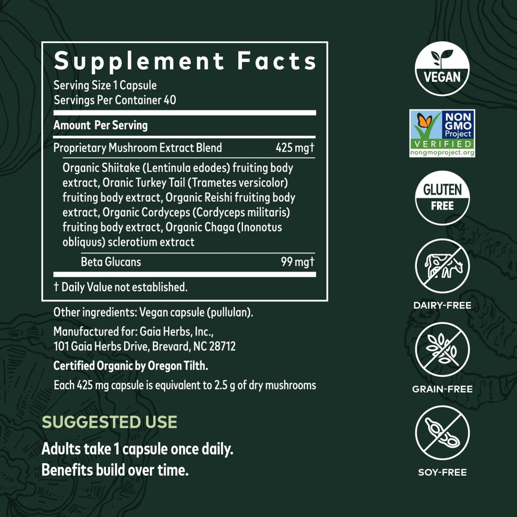 Gaia Herbs Immune Mushroom Blend 40 Vcaps