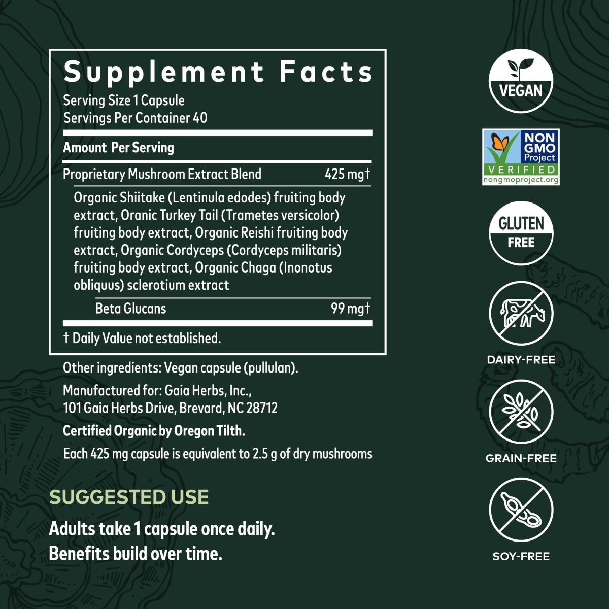 Gaia Herbs Immune Mushroom Blend 40 Vcaps