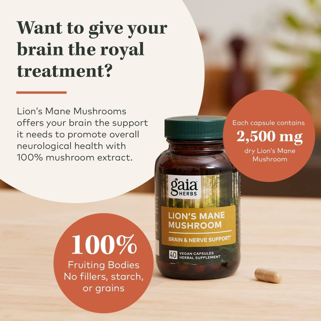 Gaia Herbs Lion's Mane Mushroom 40 Vcaps