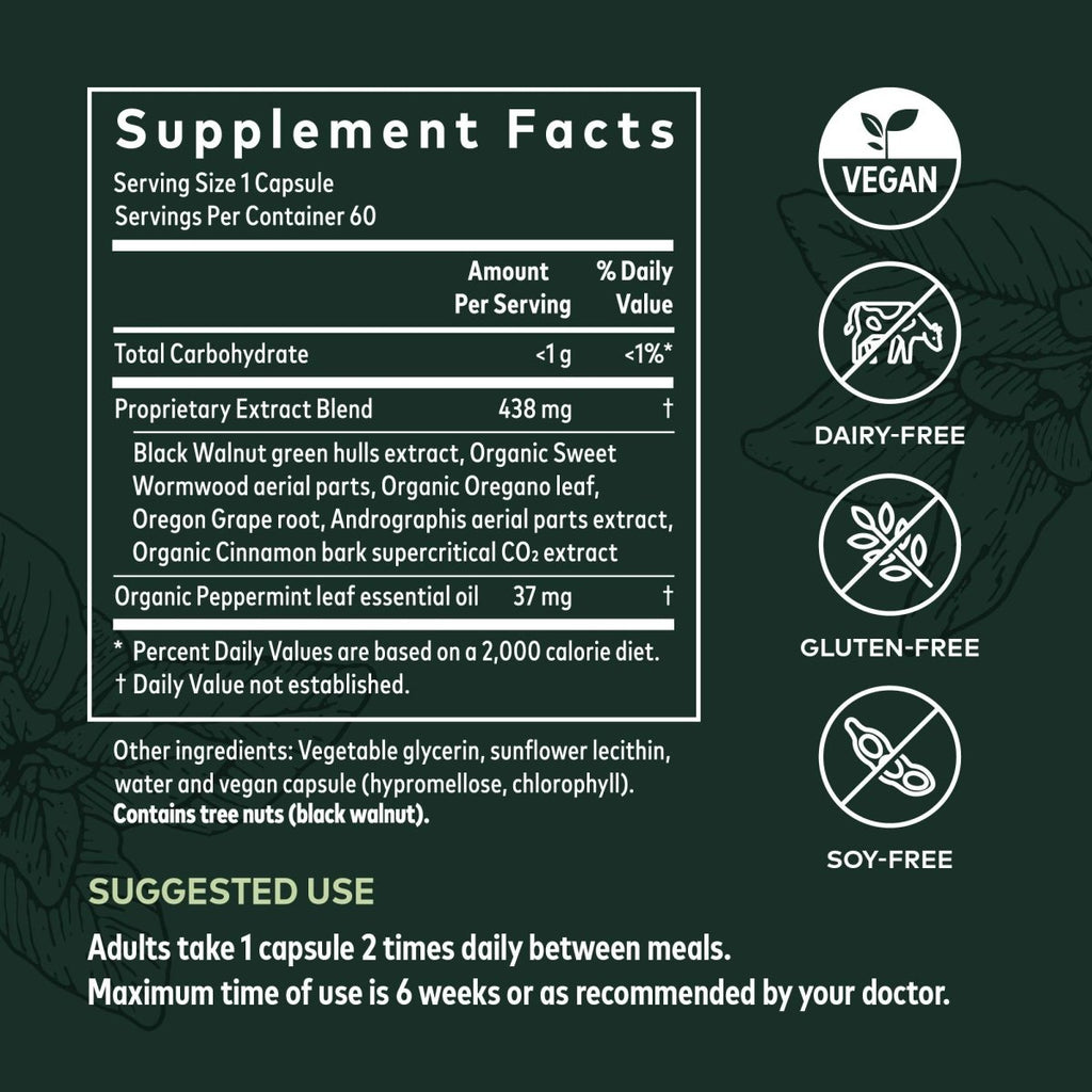 Gaia Herbs Microbiome Cleanse - with Black Walnut, Sweet Wormwood, Oregano & Peppermint - Helps Balance The GI Tract While Supporting Digestive Health - 60 Vegan Liquid Phyto-Capsules (30-Day Supply)