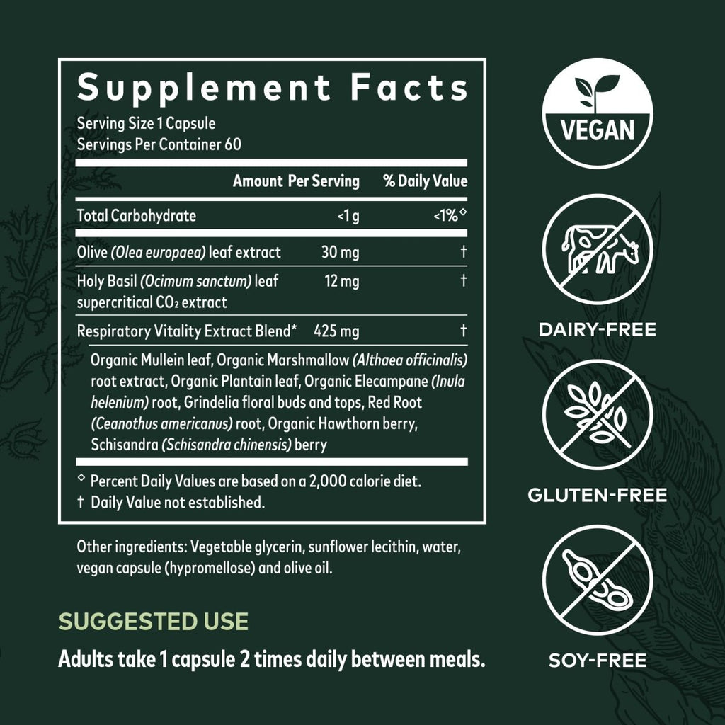 Gaia Herbs Mighty Lungs -  60 Vegan Liquid Phyto-Capsules (30-Day Supply)