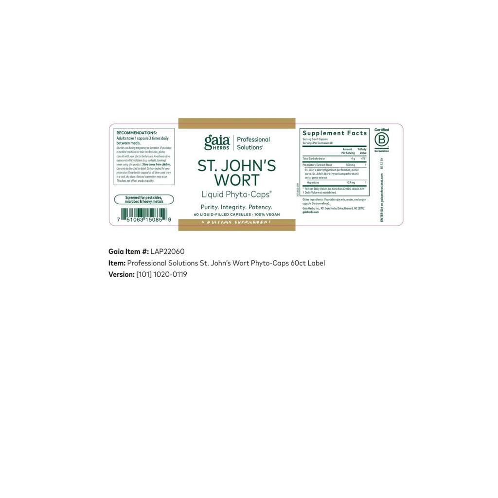 Gaia Herbs St. John's Wort, 60 Liquid-Filled Capsules, Professional Solutions