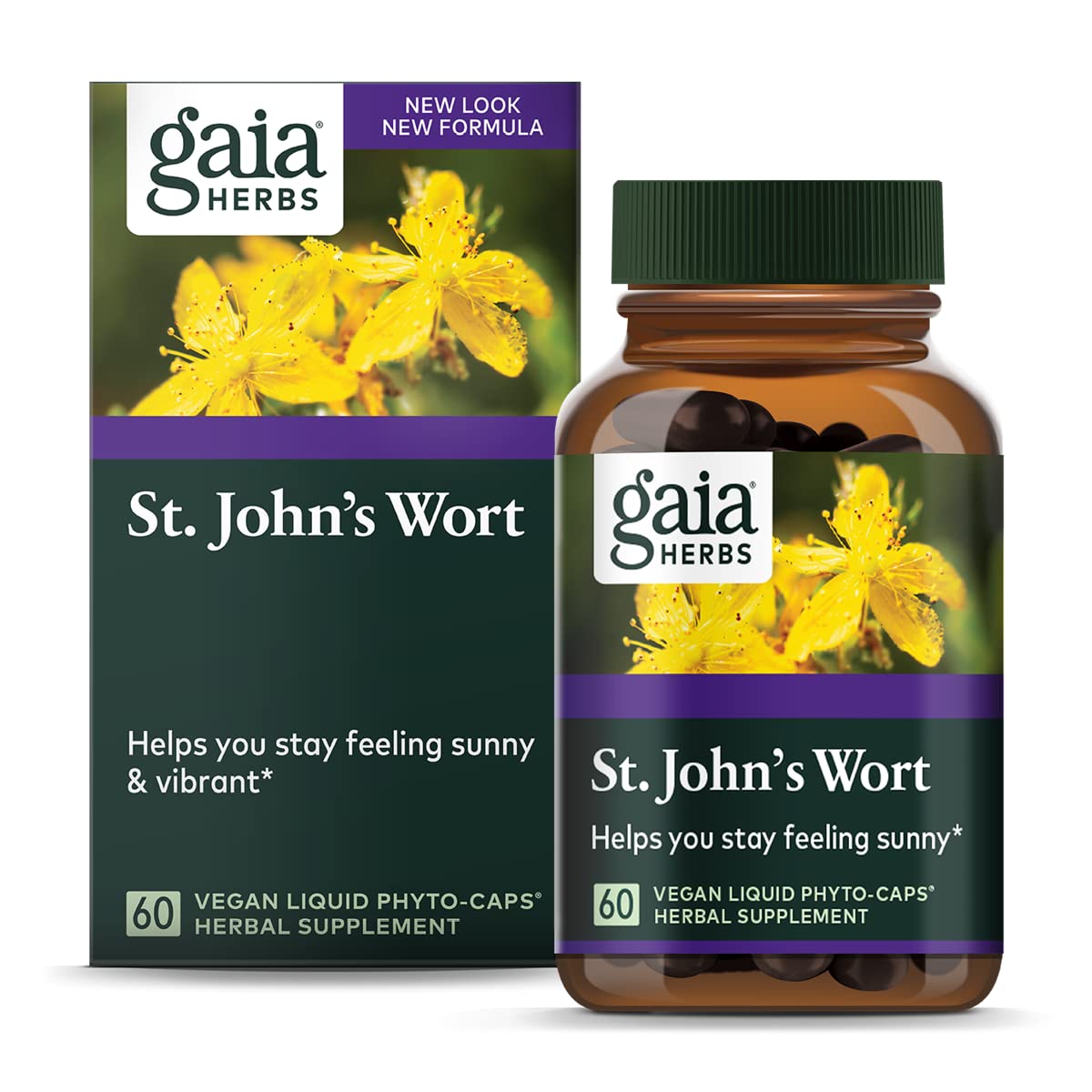 Gaia Herbs St. John's Wort - Natural Stress Support Supplement to Help Maintain Positive Health* - with St. John's Wort - 60 Vegan Liquid Phyto-Capsules (20-Day Supply)