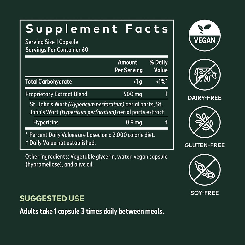 Gaia Herbs St. John's Wort - Natural Stress Support Supplement to Help Maintain Positive Health* - with St. John's Wort - 60 Vegan Liquid Phyto-Capsules (20-Day Supply)