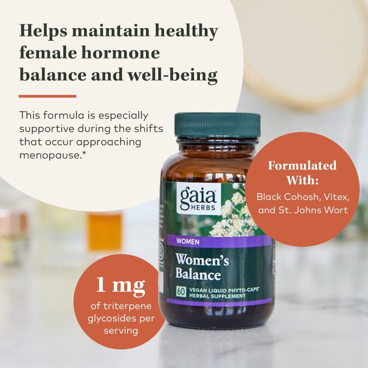 Gaia Herbs Women's Balance - Hormone Balance Support for Women - 60 Vegan Liquid Phyto-Capsules (20-Day Supply)