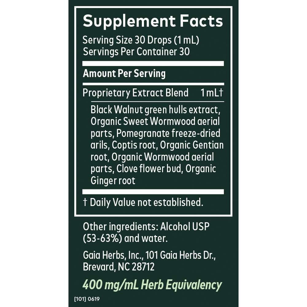 Gaia Herbs Wormwood Black Walnut Supreme 1 Fl Oz, Liquid Extract