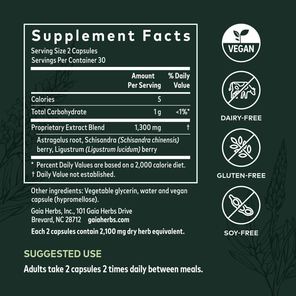 Gaia Pro 3-in-1 Immune Formula (Astragalus Supreme) - 60 Vegan Liquid Phyto-Caps