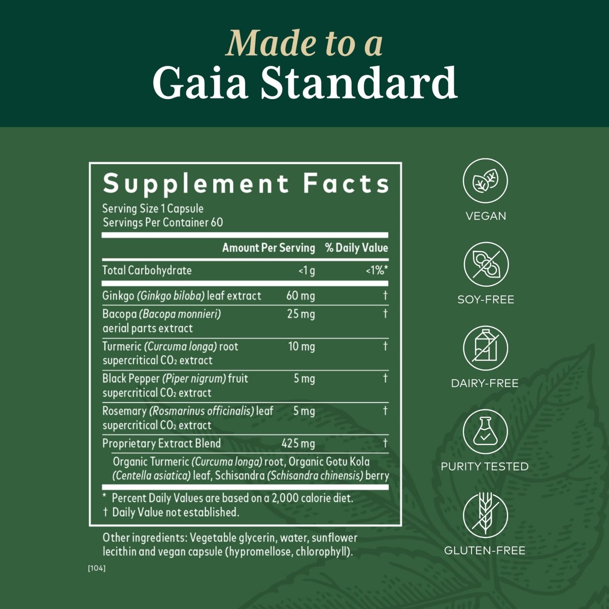 Gaia PRO Brain Daily NF-kB Formula -60 Vegan Liquid Phyto-Capsules (60 Servings)