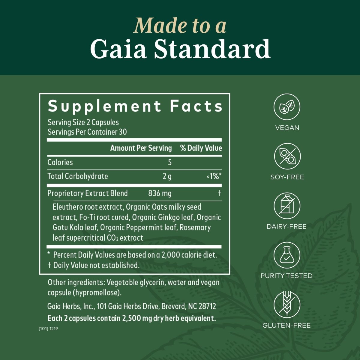 Gaia PRO Cognitive Formula - Brain Boost & Blood Flow Supplement - Provides Antioxidant Activity Support - with Rosemary, Organic Peppermint & Gotu Kola - 60 Vegan Liquid Phyto-Capsules (30 Servings)