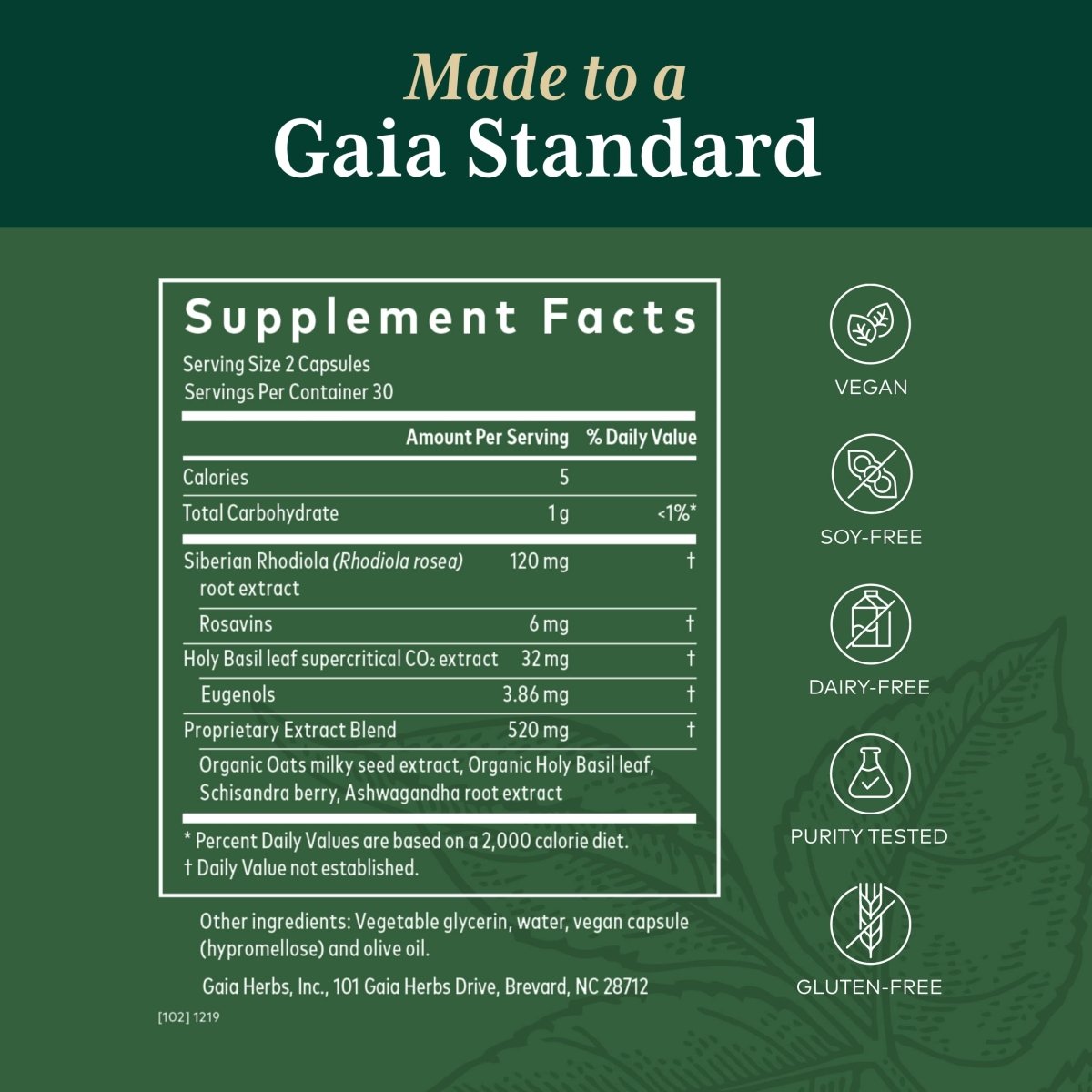 Gaia PRO Daytime HPA  - 120 Vegan Liquid Phyto-Capsules (60 Servings)