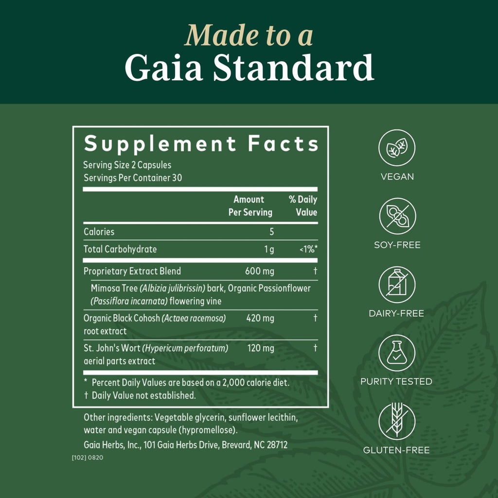 Gaia PRO Female Hormone Formula PM - Menopause Supplement for Women - with Organic Black Cohosh, Mimosa, Passionflower & St. John?s Wort - 60 Vegan Liquid Phyto-Capsules (30 Servings)
