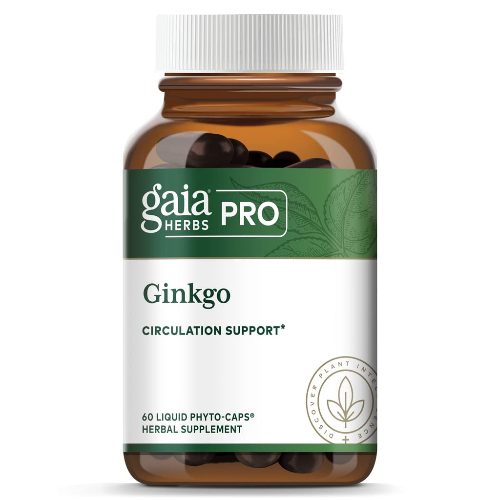 Gaia PRO Ginkgo - Blood Circulation & Brain Supplement - Cognitive Supplement for Brain - with Organic Ginkgo Leaf & Ginkgo Leaf Extract - 60 Vegan Liquid Phyto-Capsules (30 Servings)