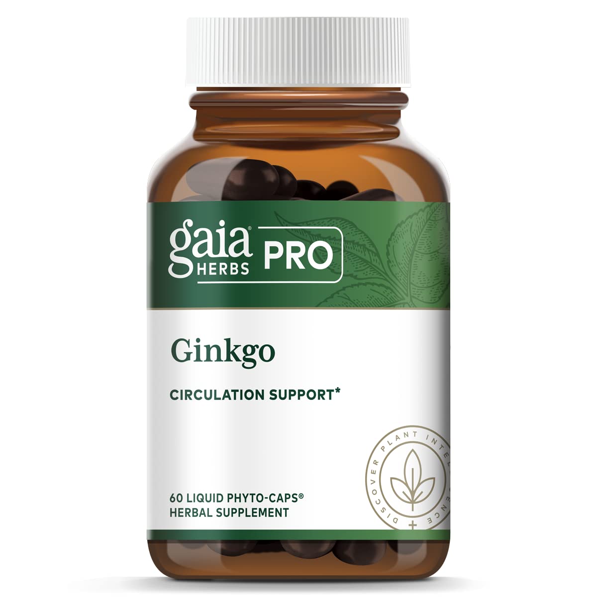 Gaia PRO Ginkgo - Blood Circulation & Brain Supplement - Cognitive Supplement for Brain - with Organic Ginkgo Leaf & Ginkgo Leaf Extract - 60 Vegan Liquid Phyto-Capsules (30 Servings)