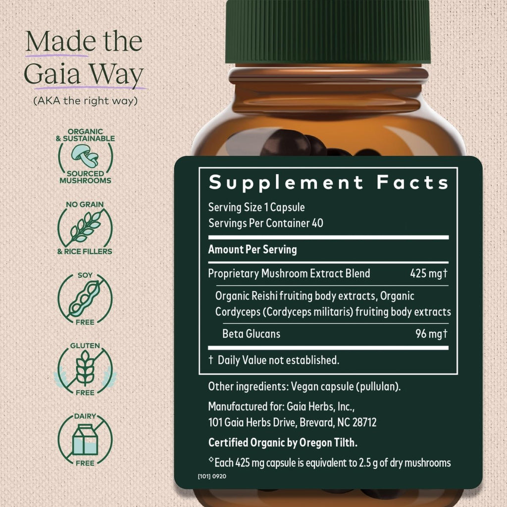 Gaia Respiratory Mushroom Blend 40 Vcaps