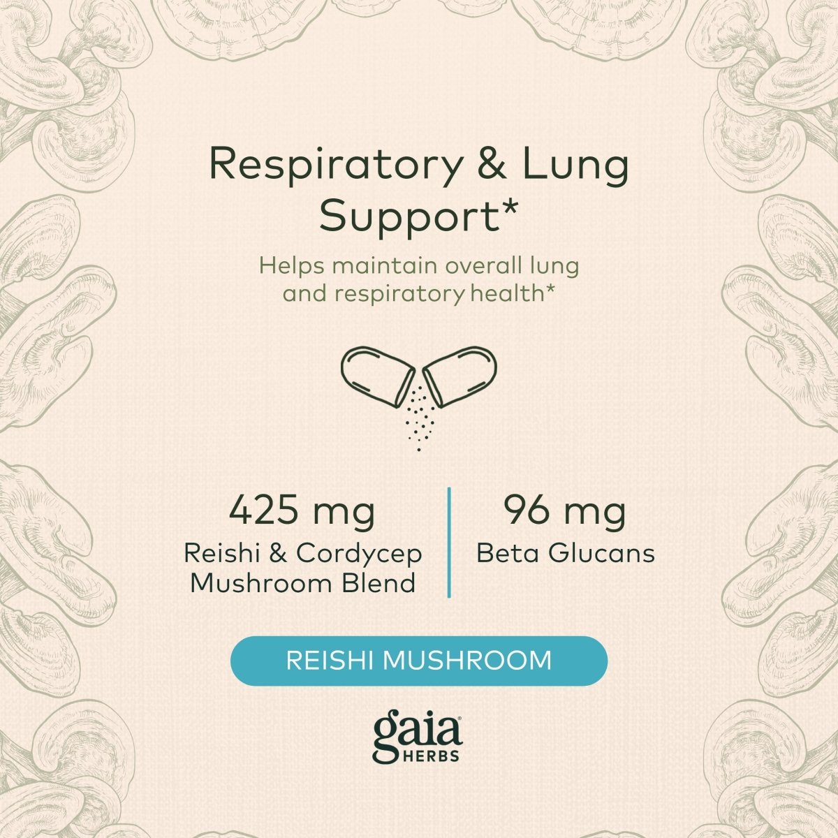 Gaia Respiratory Mushroom Blend 40 Vcaps