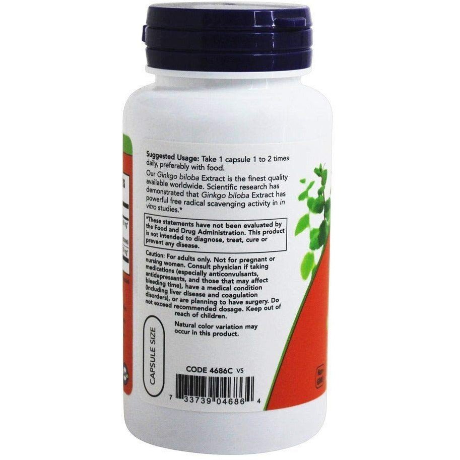 Ginkgo Biloba 60mg 24% Extract Now Foods 60 Caps