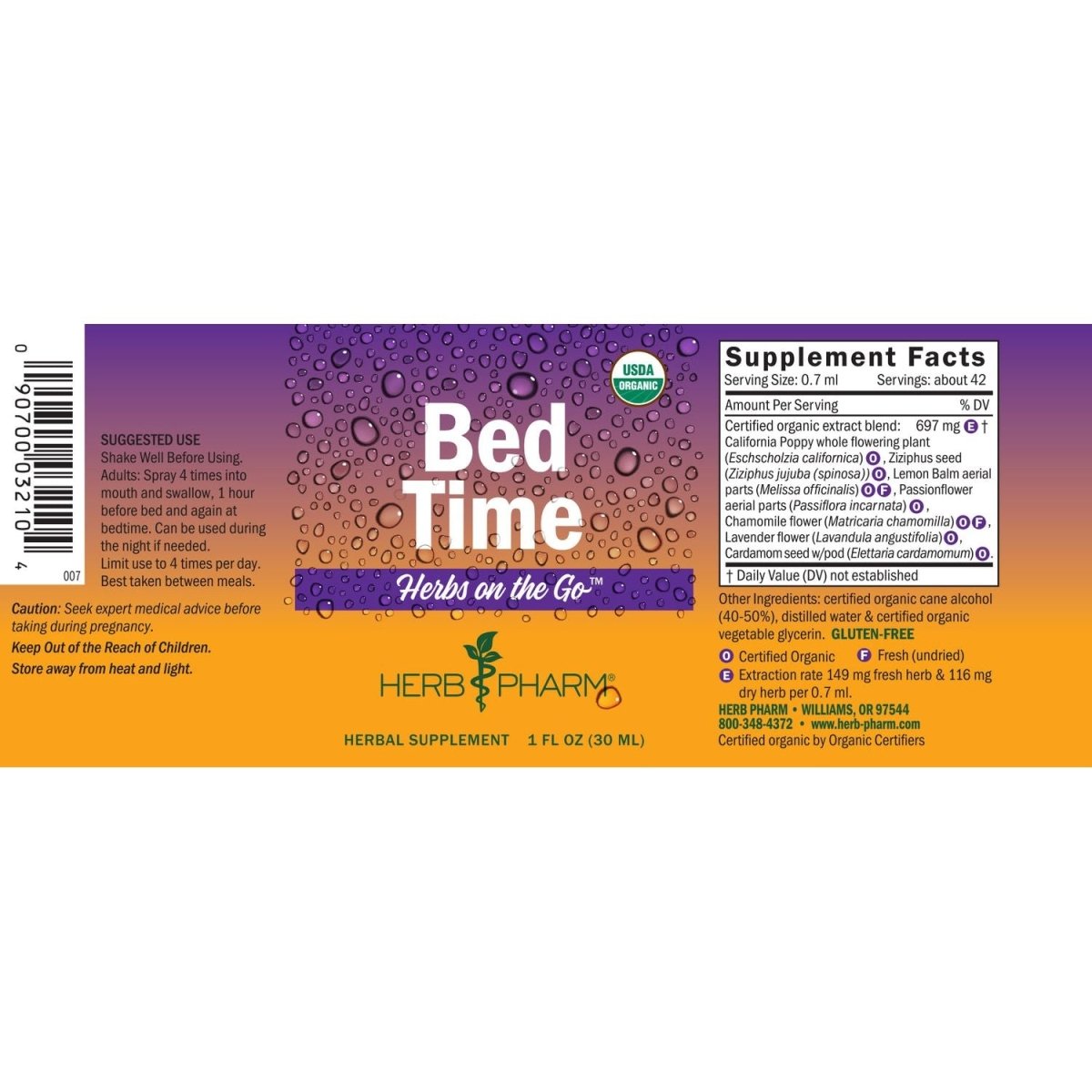 Herb Pharm Herbs On The Go Bed Time 1oz