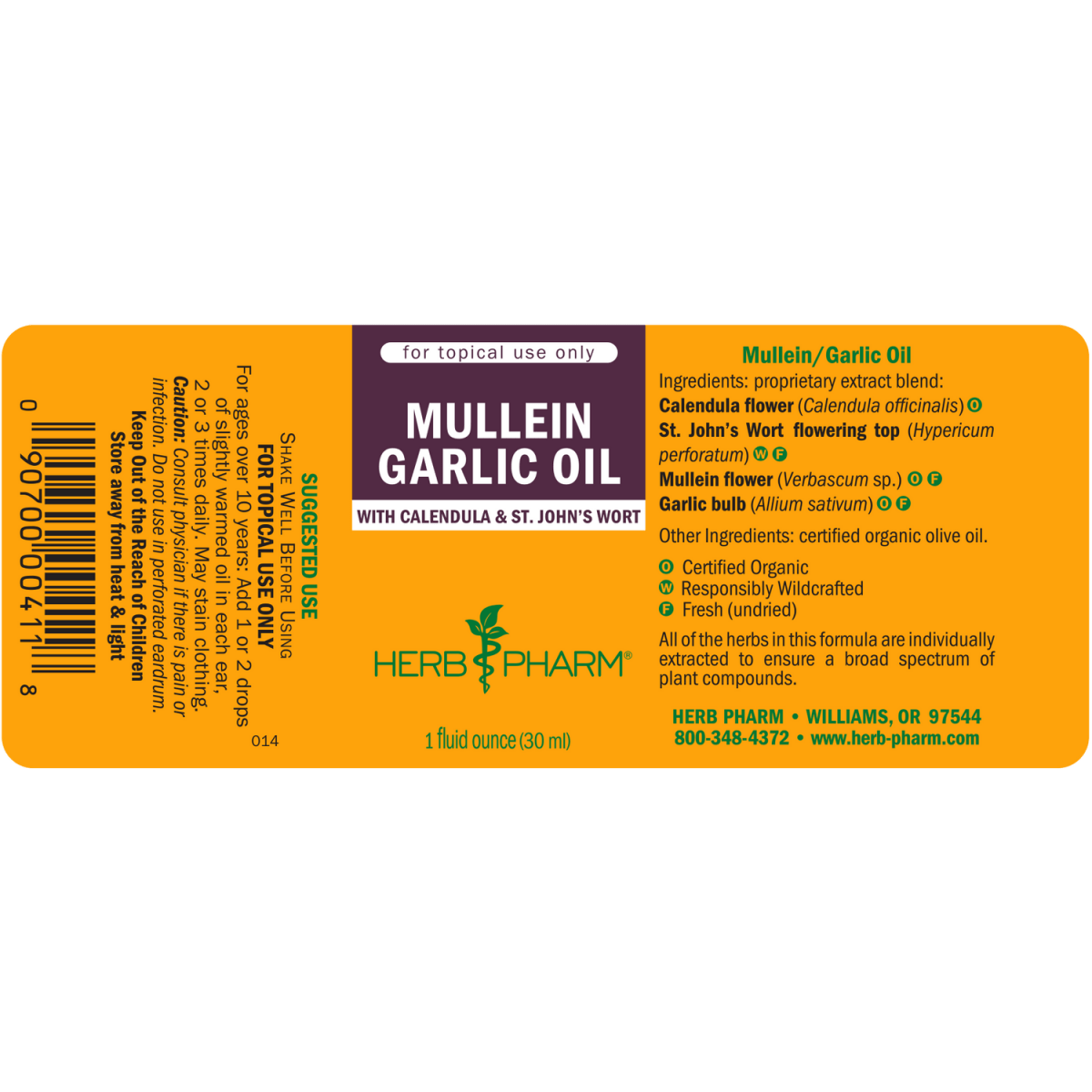 Herb Pharm Mullein Garlic Oil 1oz