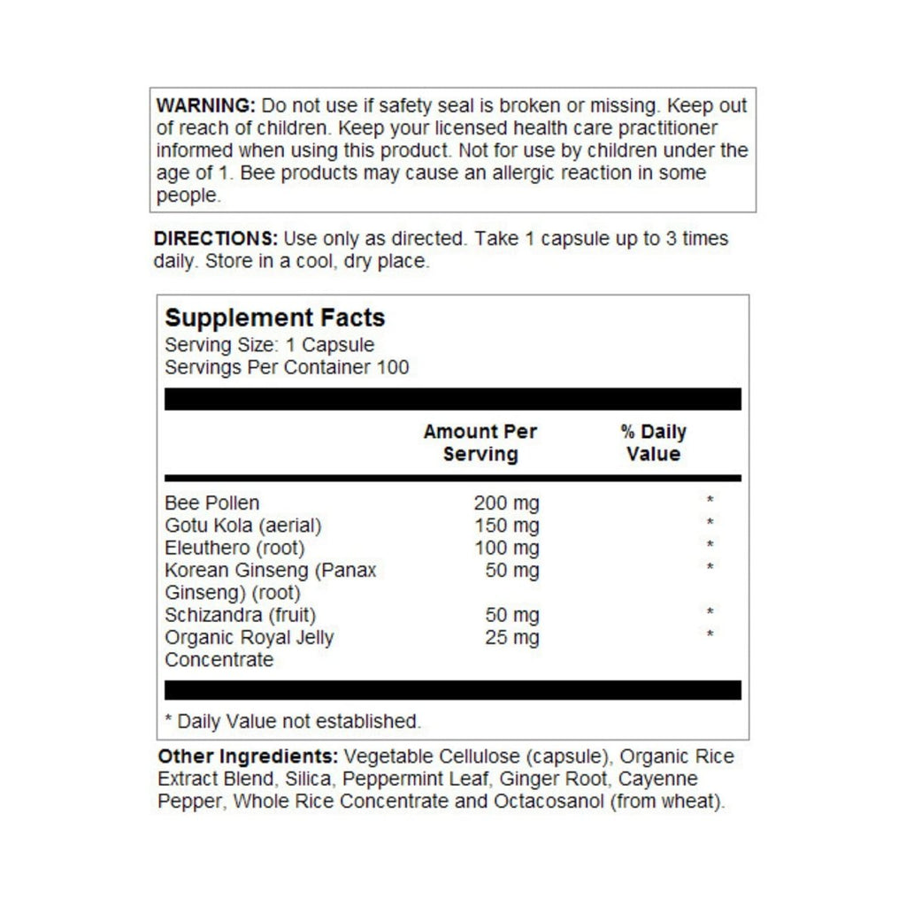 Honey Gardens Premier Raw Energy Extreme 720mg 100 Vcaps