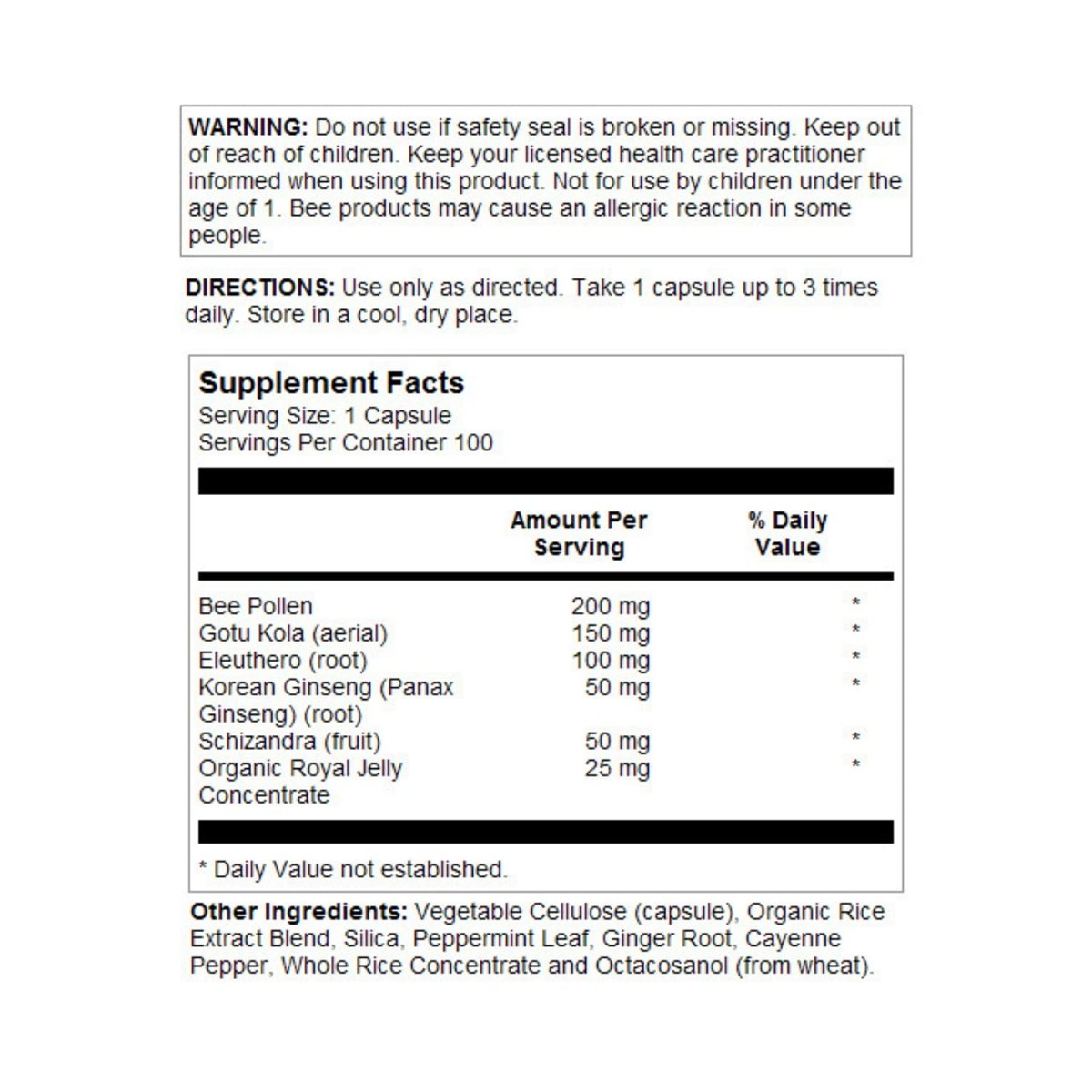 Honey Gardens Premier Raw Energy Extreme 720mg 100 Vcaps