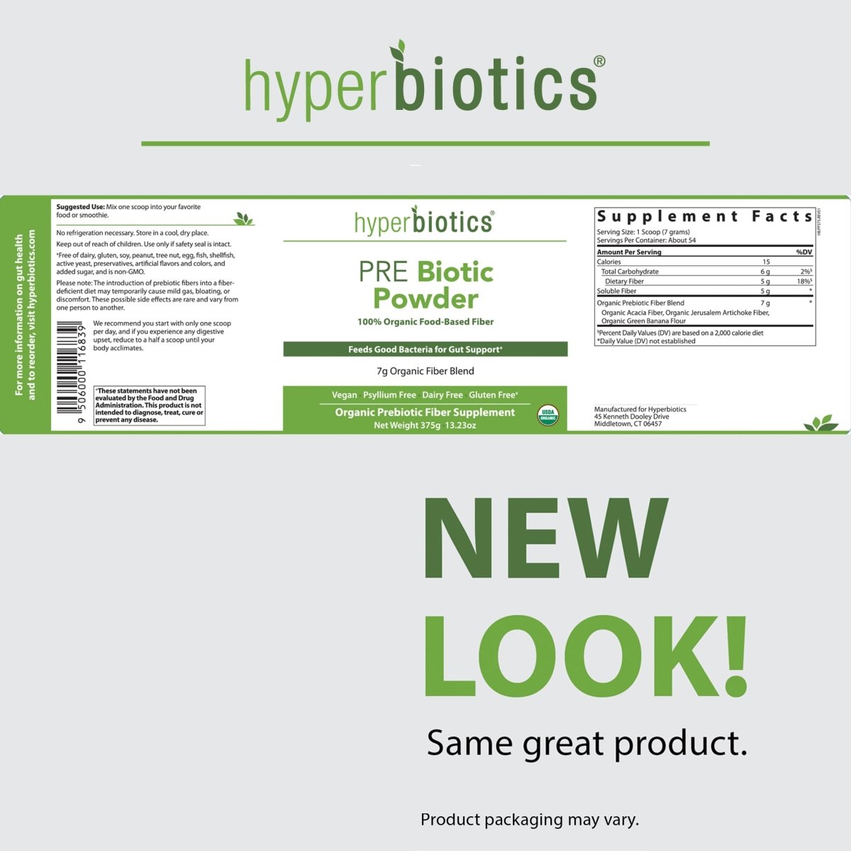 Hyperbiotics - 100% Food Based Prebiotic Powder - 13.23 oz.