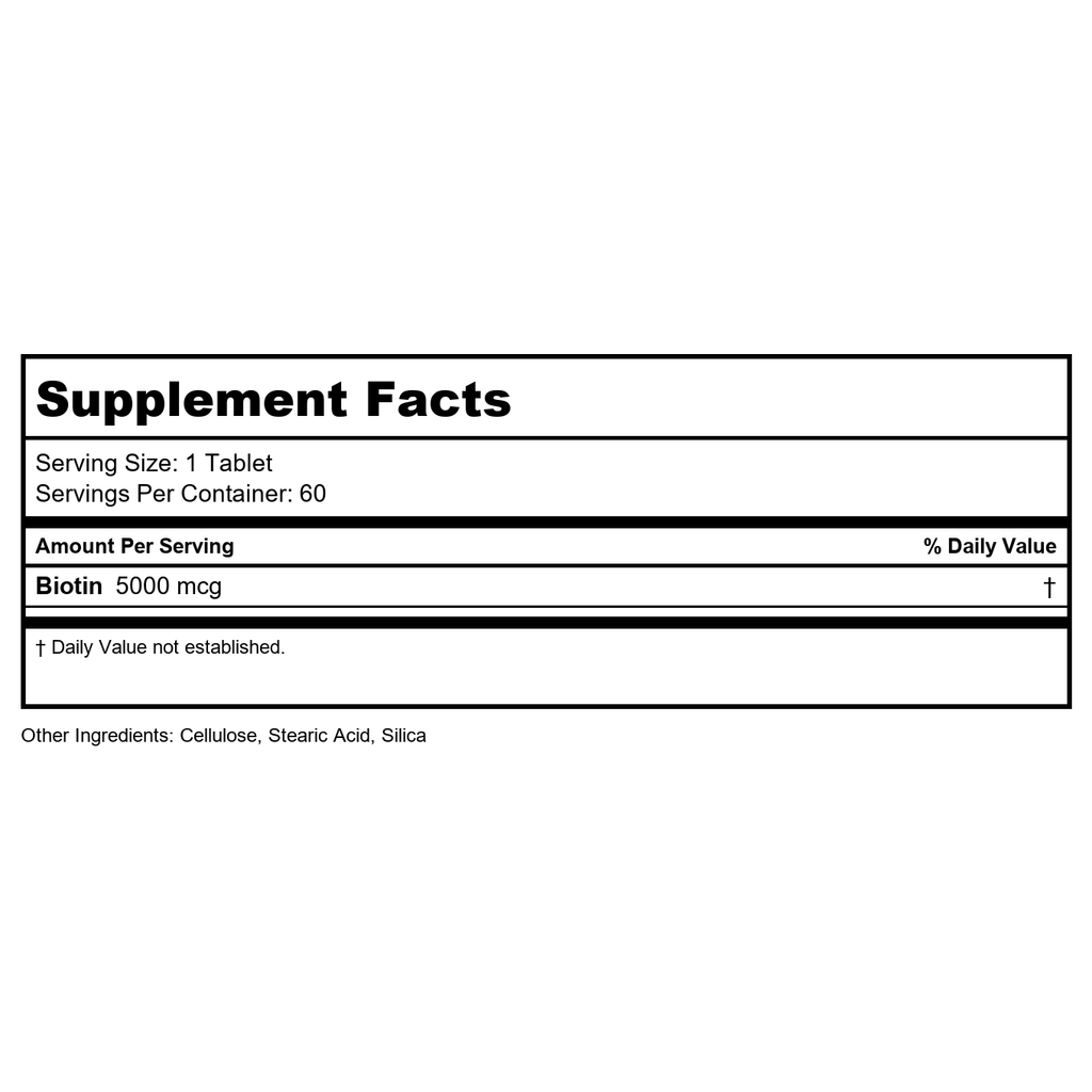 KAL Biotin 5000 TR Tablets, 5000 mcg, 60 Count