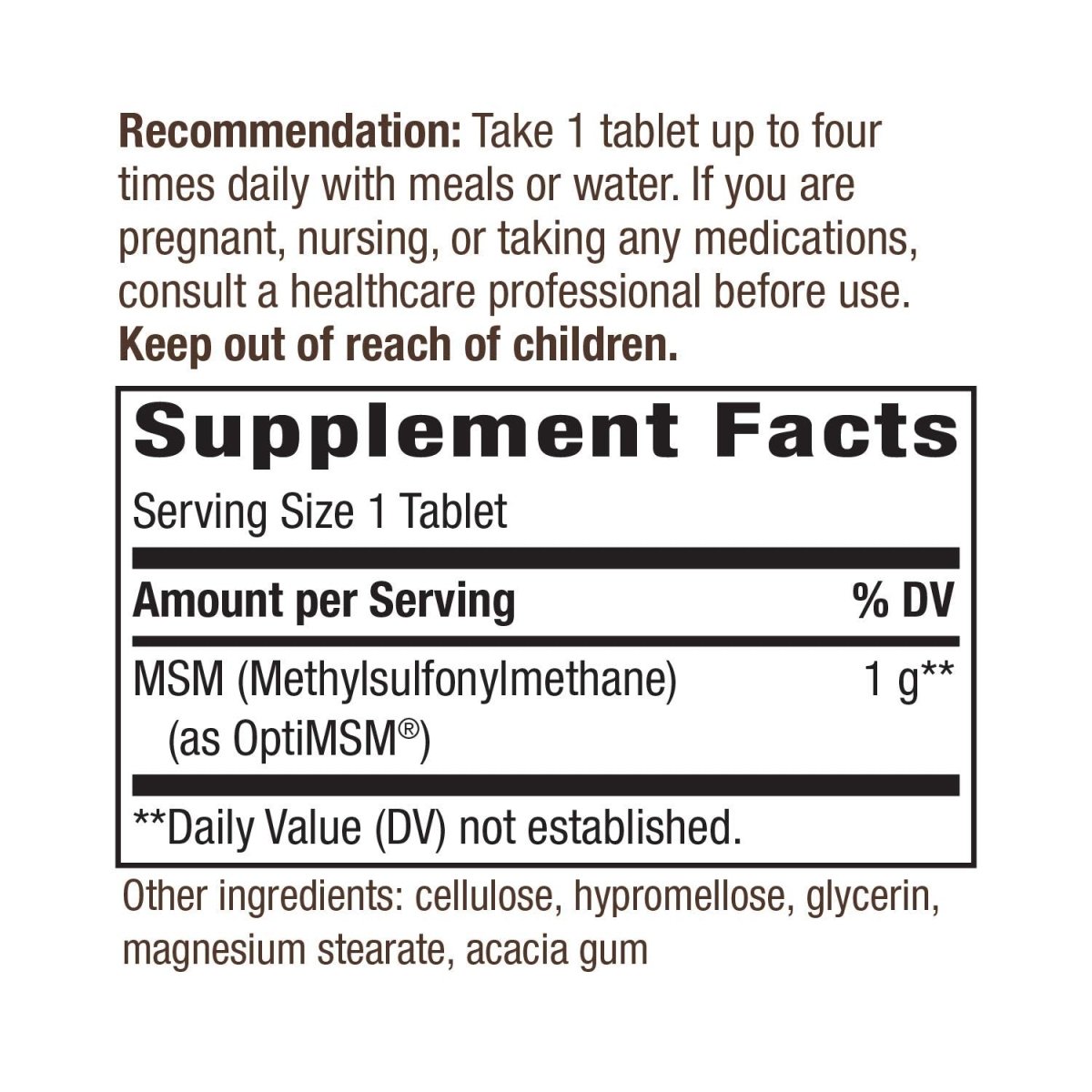 Nature's Way Premium Quality MSM 1000 mg Pure OptiMSM 200 Count
