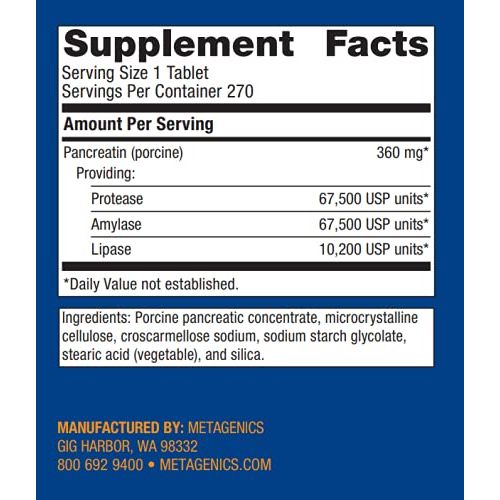 Metagenics SpectraZyme? Pan 9X ? Bioactive Pancreatic Enzymes for Digestive Support* ? 270 Servings