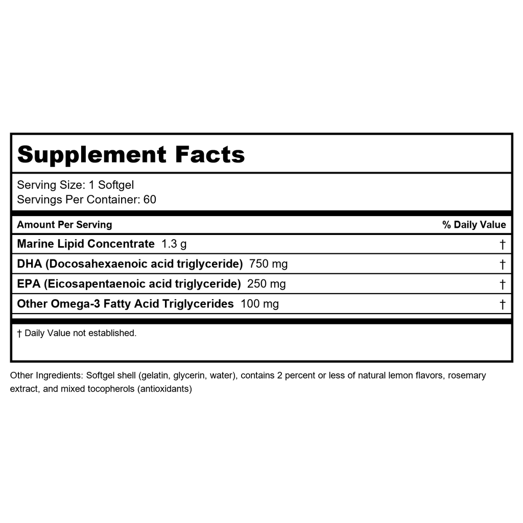 Metagenics - OmegaGenics Neuro 1000, 750 mg DHA and 250 mg EPA, Concentrated, Purified Source of Omega-3 Fatty acids, 60 Count