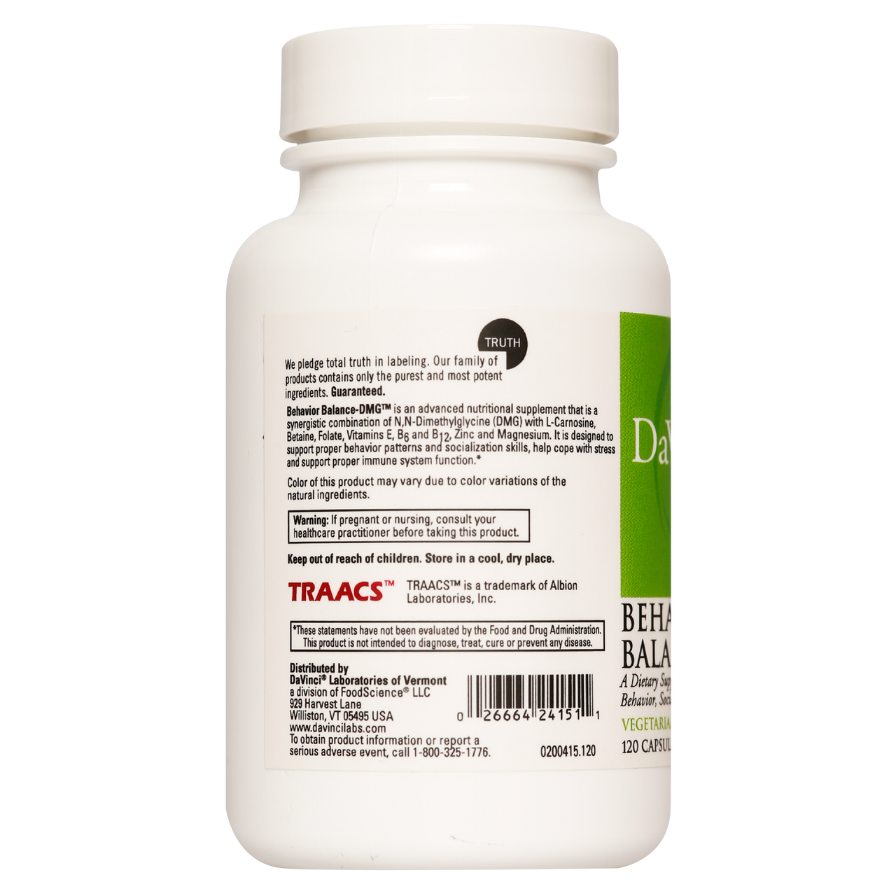 Davinci Labs - Behavior Balance-Dmg 120 Vcaps