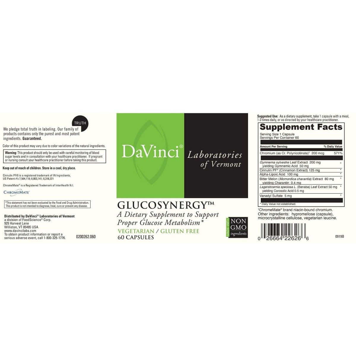 Davinci Labs - GlucoSynergy - 60 Capsules