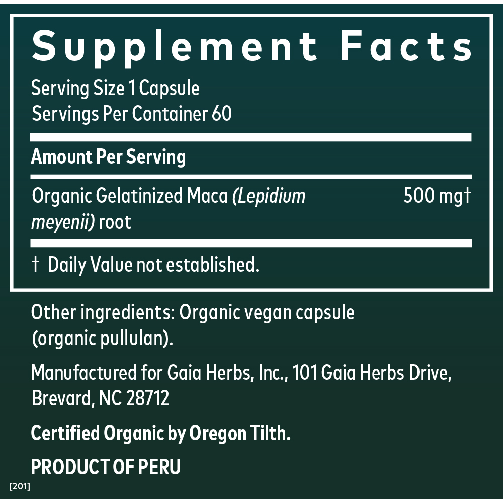 Gaia Herbs, Maca Root, 60 caps