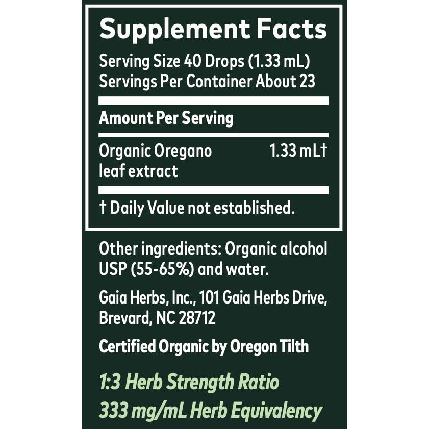 Gaia Herbs Oregano Leaf 1 Fl Oz, Liquid Extract