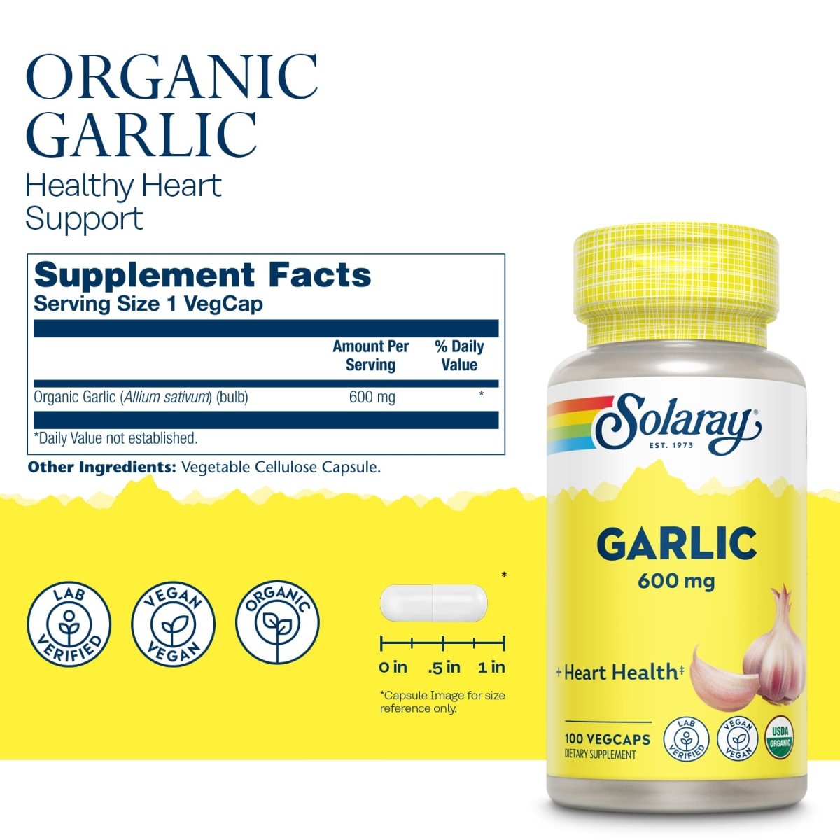Solaray Garlic Bulb 600mg - 100 VegCaps