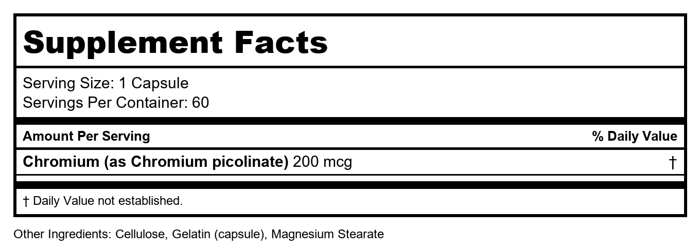 Nature's Way Chromium Picolinate 200mcg 60 Capsule