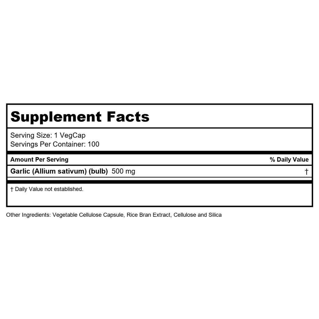 SOLARAY Garlic Bulb 500 mg | Healthy Immune, Circulatory & Cardiovascular Systems Support | Vegan, Non-GMO | 100 VegCaps