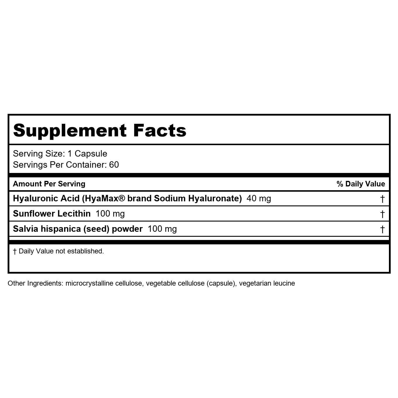 DaVinci Laboratories of Vermont Hyaluronic Acid (2985.60) - 60 Vegetarian Capsules