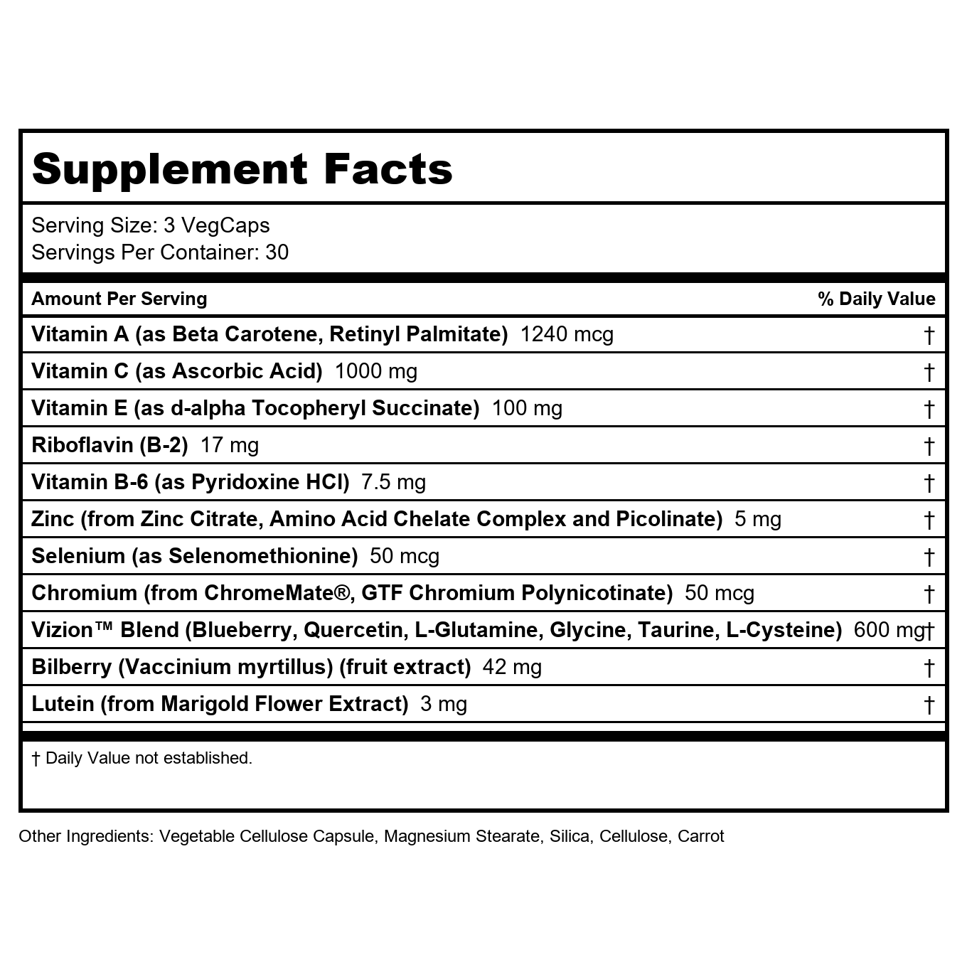 SOLARAY Vizion, Veg Cap (Btl-Plastic) 42mg | 90ct