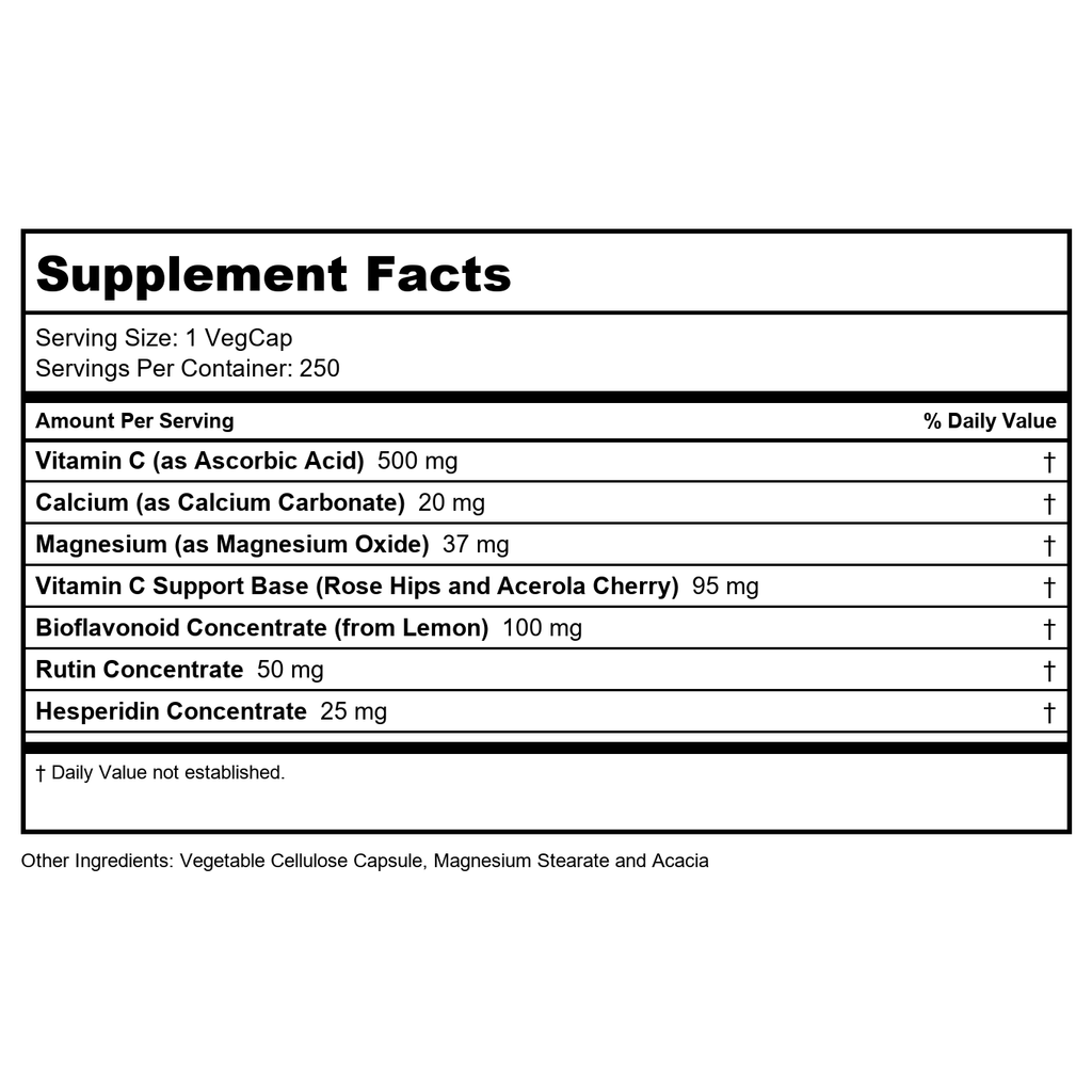 SOLARAY Vitamin C w/Bioflavonoid Complex 500mg Buffered for Easy Digestion Healthy Immune System, Collagen Synthesis & Antioxidant Support 250 VegCaps