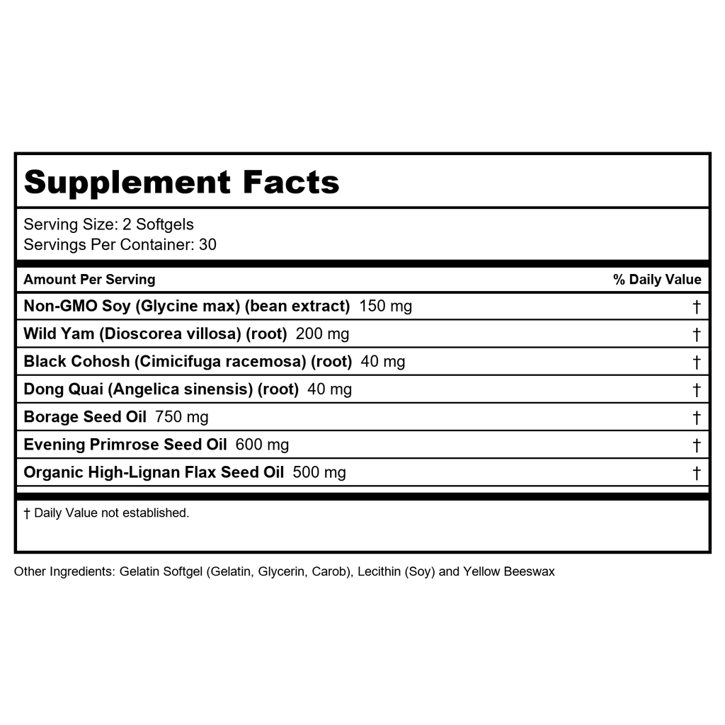 Solaray PhytoEstrogen Plus EFAs Menopause Support | Wild Yam, Black Cohosh, Evening Primrose & Borage | 60ct, 30 Serv.
