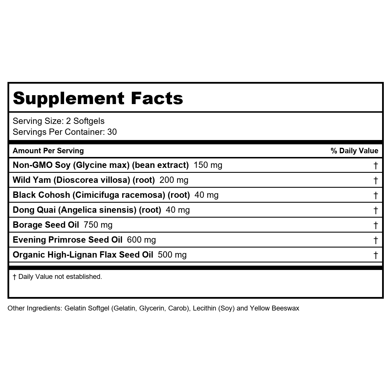 Solaray PhytoEstrogen Plus EFAs Menopause Support | Wild Yam, Black Cohosh, Evening Primrose & Borage | 60ct, 30 Serv.