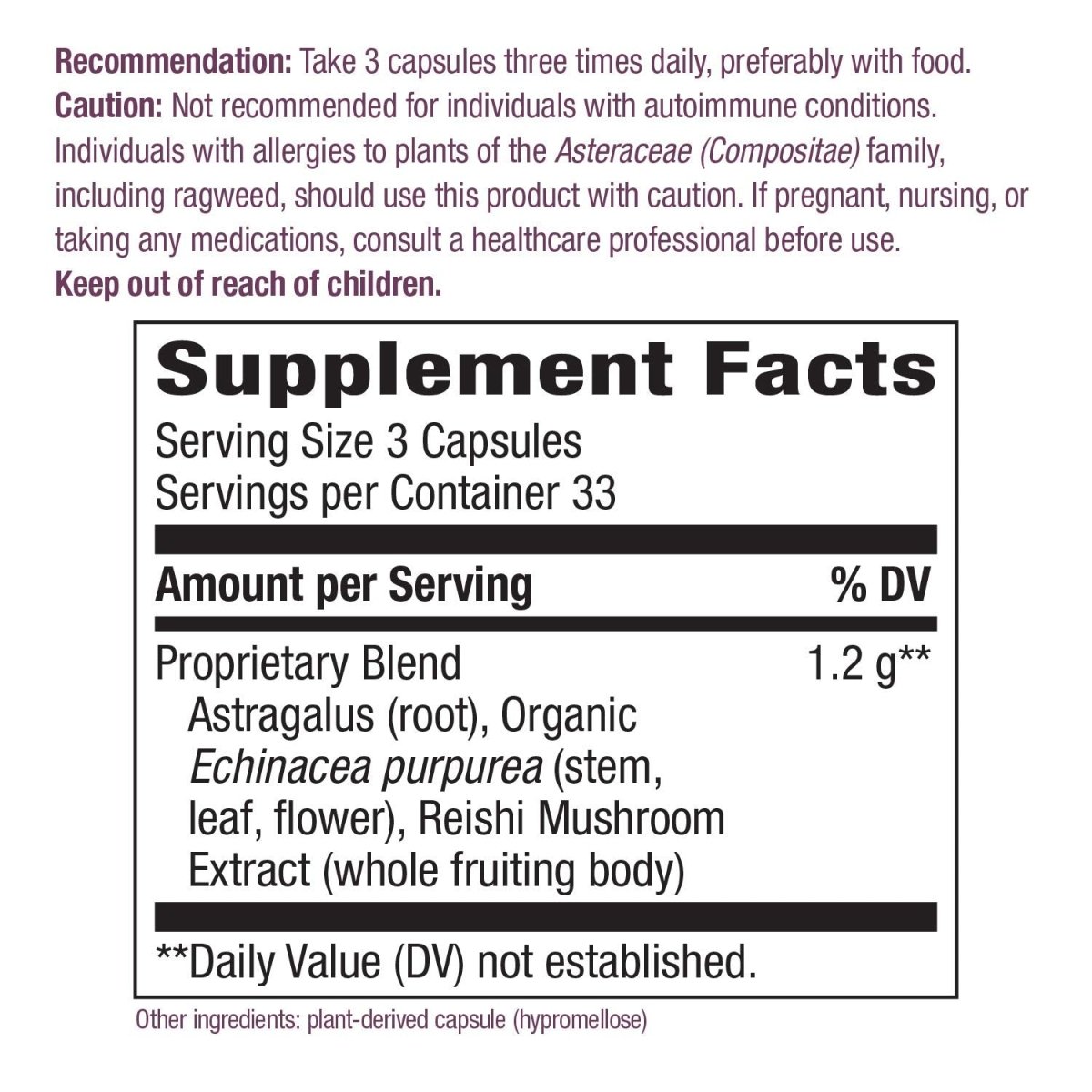Nature's Way Echinacea Astragalus & Reishi, Immune Support*, 100 Capsules