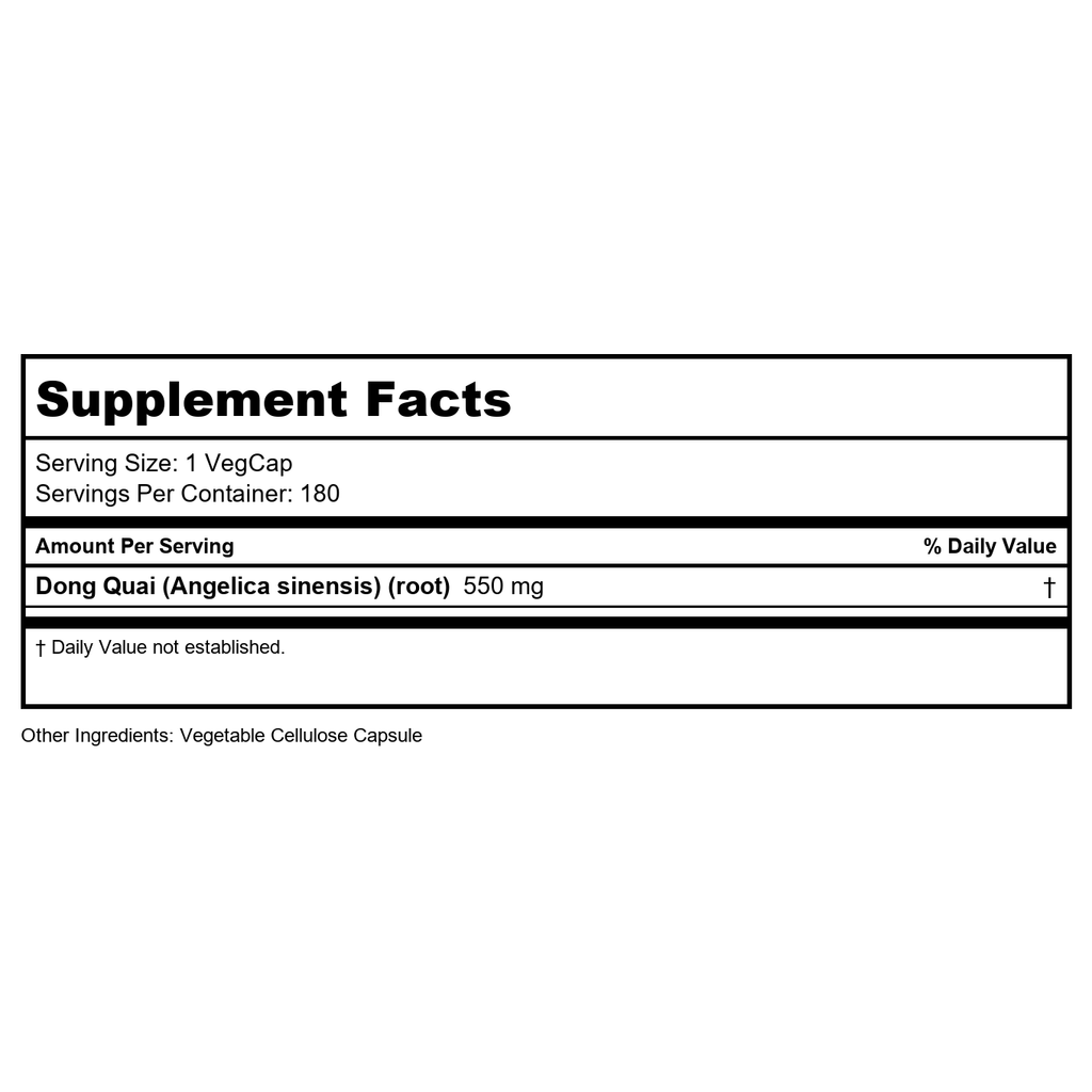 Solaray Dong Quai Root 550mg - 180 Vegan Capsules   01236