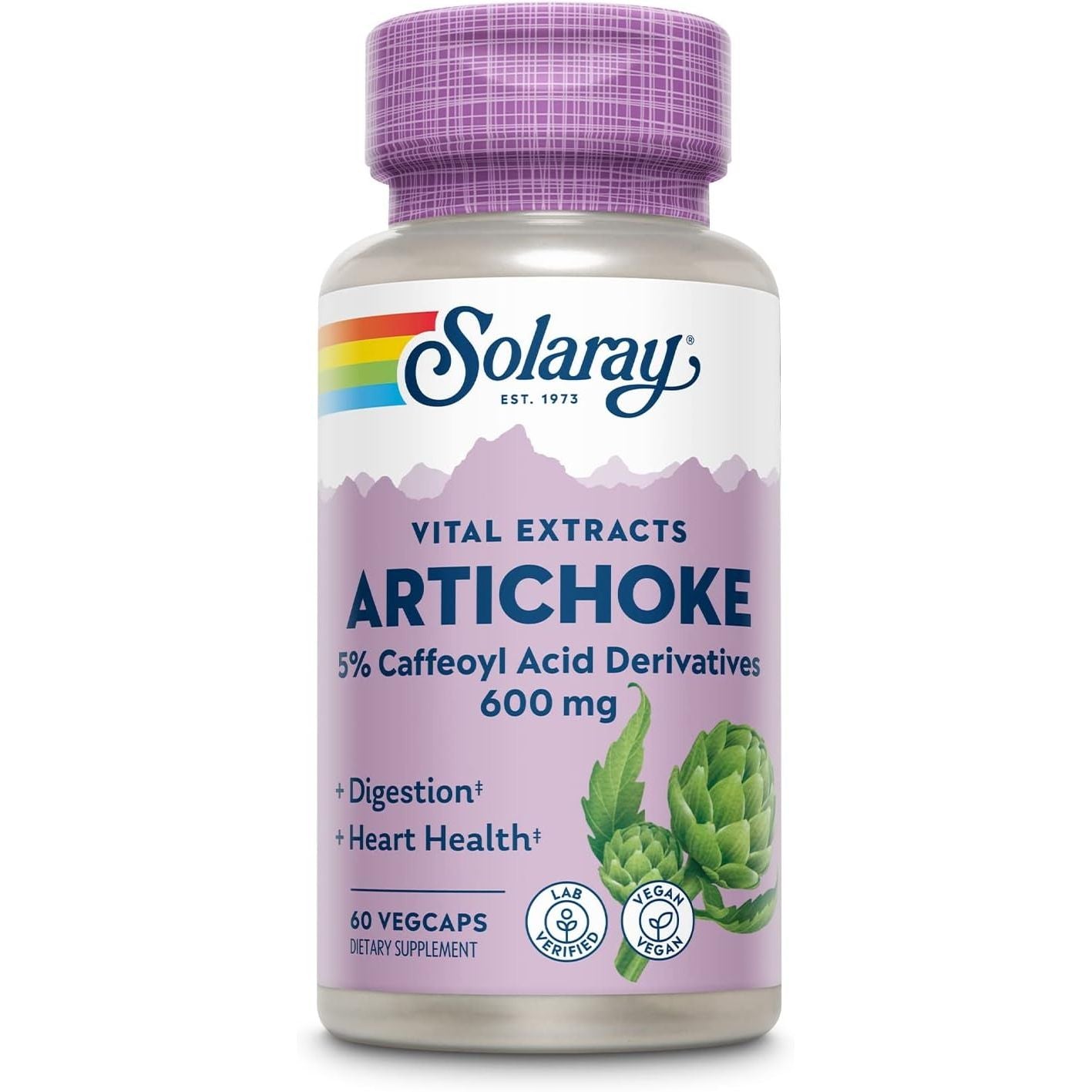 SOLARAY Artichoke Leaf Extract 600mg | Guaranteed Potency | Healthy Liver, Gall Bladder & Digestive Function Support | Lab Verified | 60 VegCaps